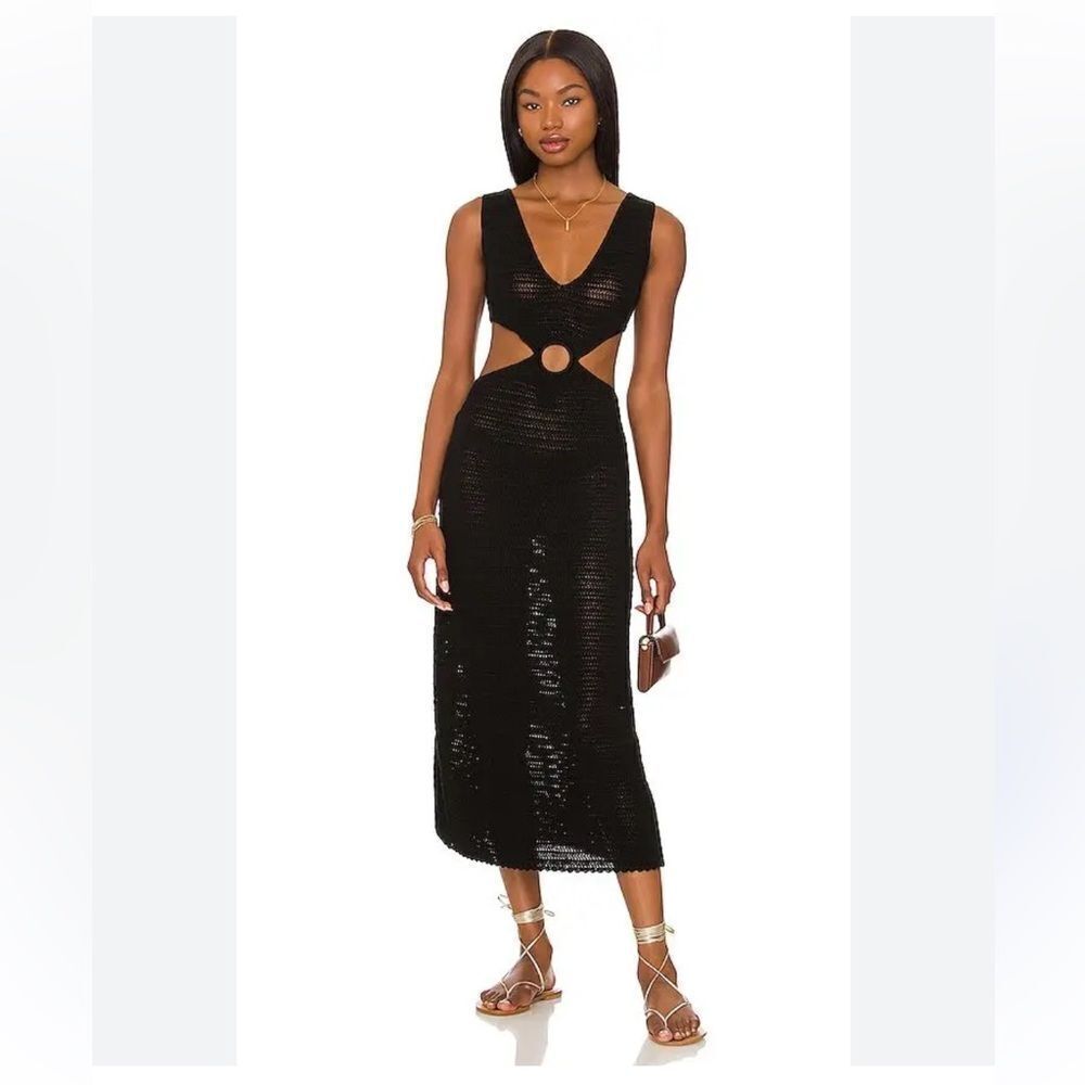 DEVON WINDSOR Sonya dress Black crochet Cut-Out Midi Revolve S